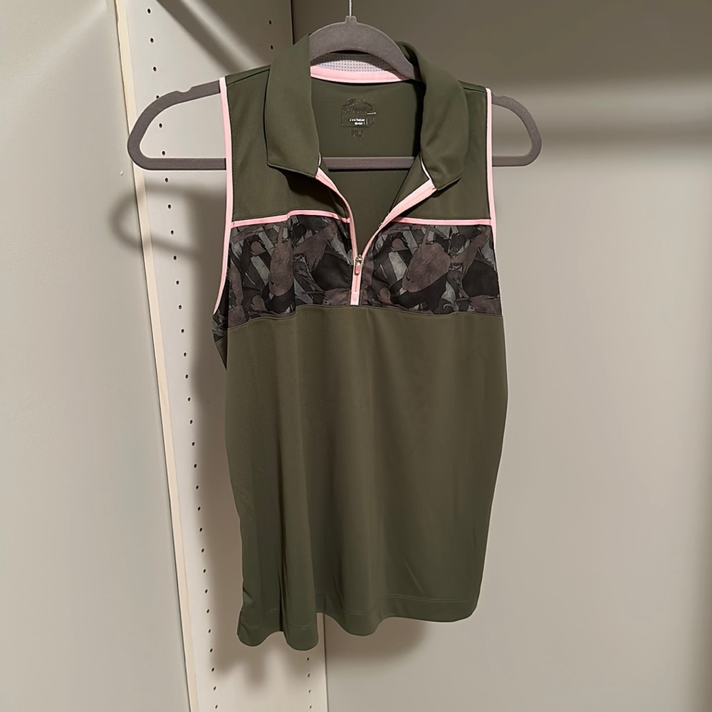 Slazenger racer back polo with camo accent